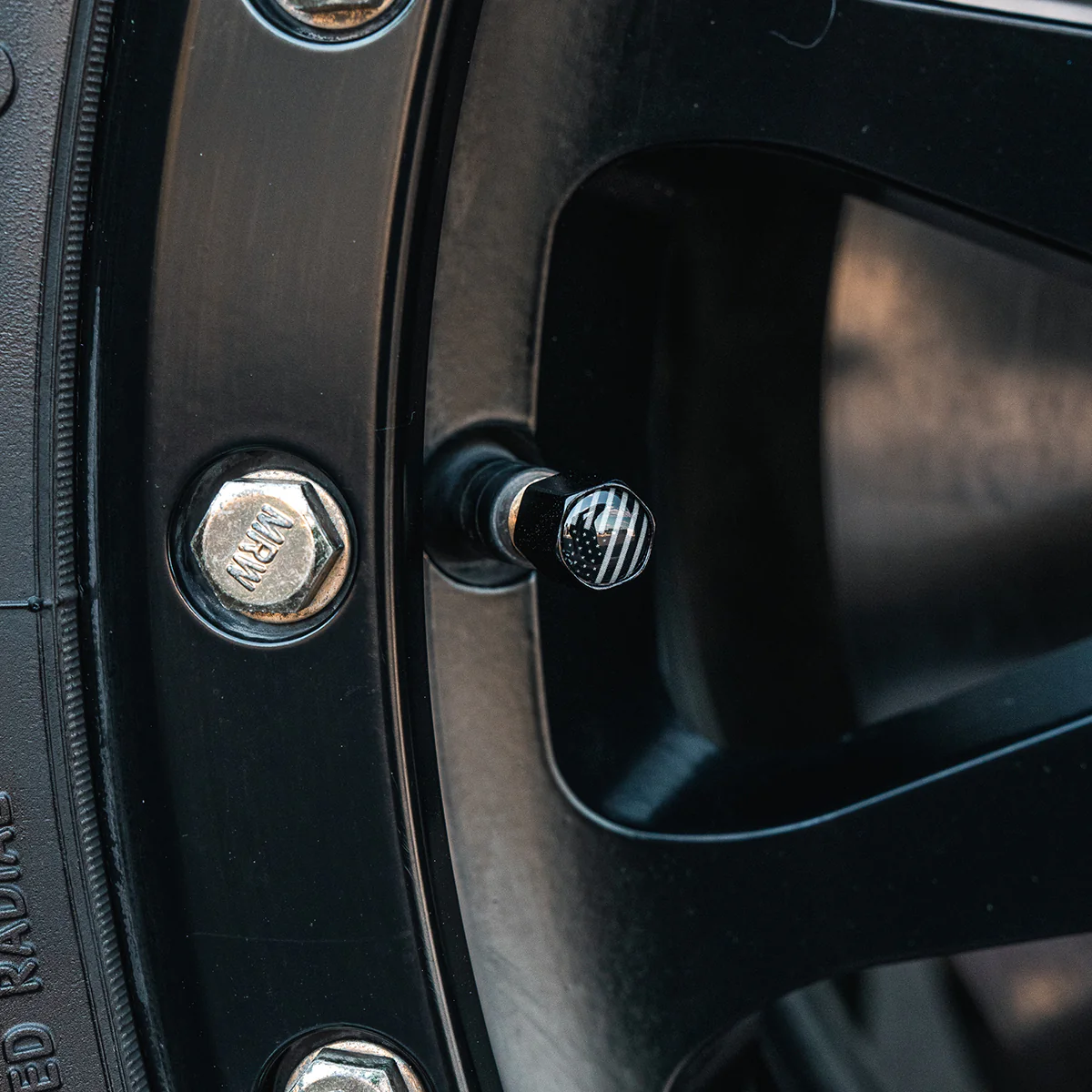 Black and White Flag Valve Stem Caps - Image 3