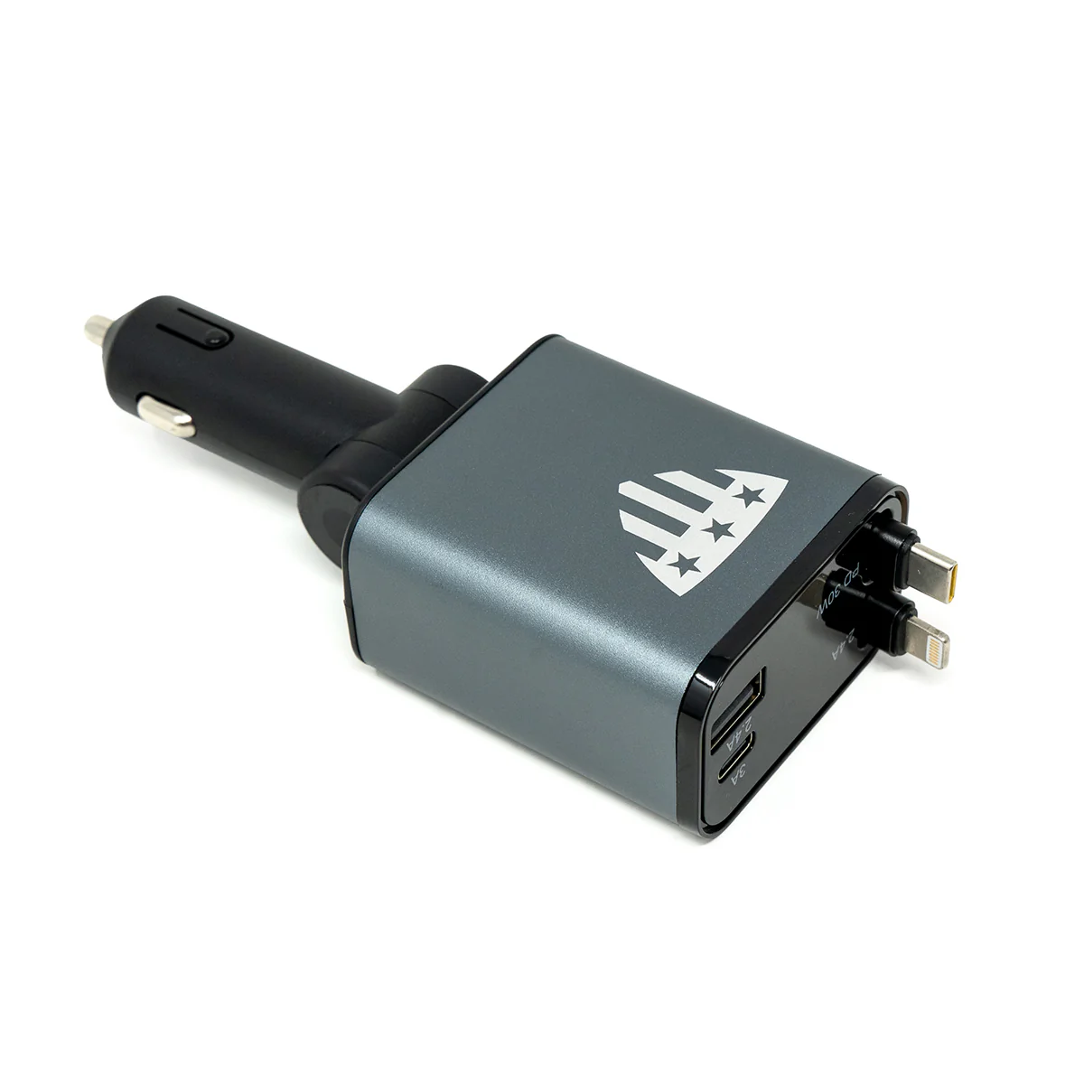 Multi-Port Car Charger – 30W with Retractable Cords - Image 3