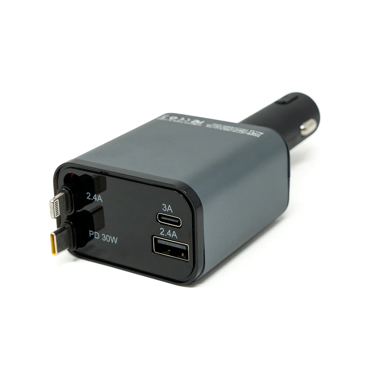 Multi-Port Car Charger – 30W with Retractable Cords - Image 4