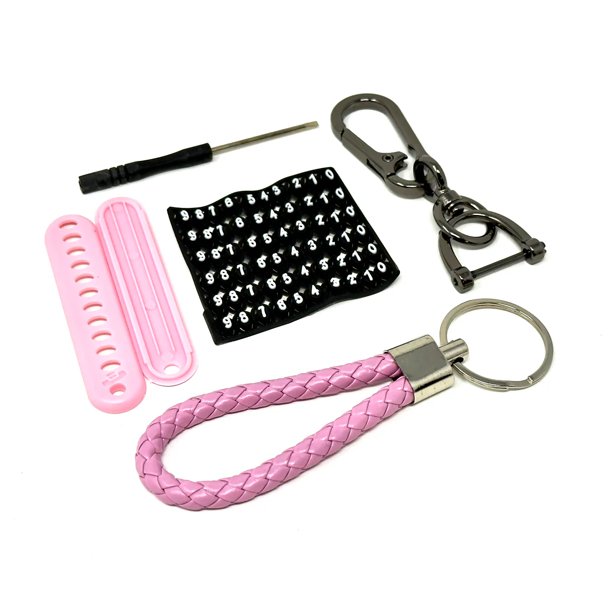 Customizable Pink Braided Keychain Set – 3 Pack - Image 3