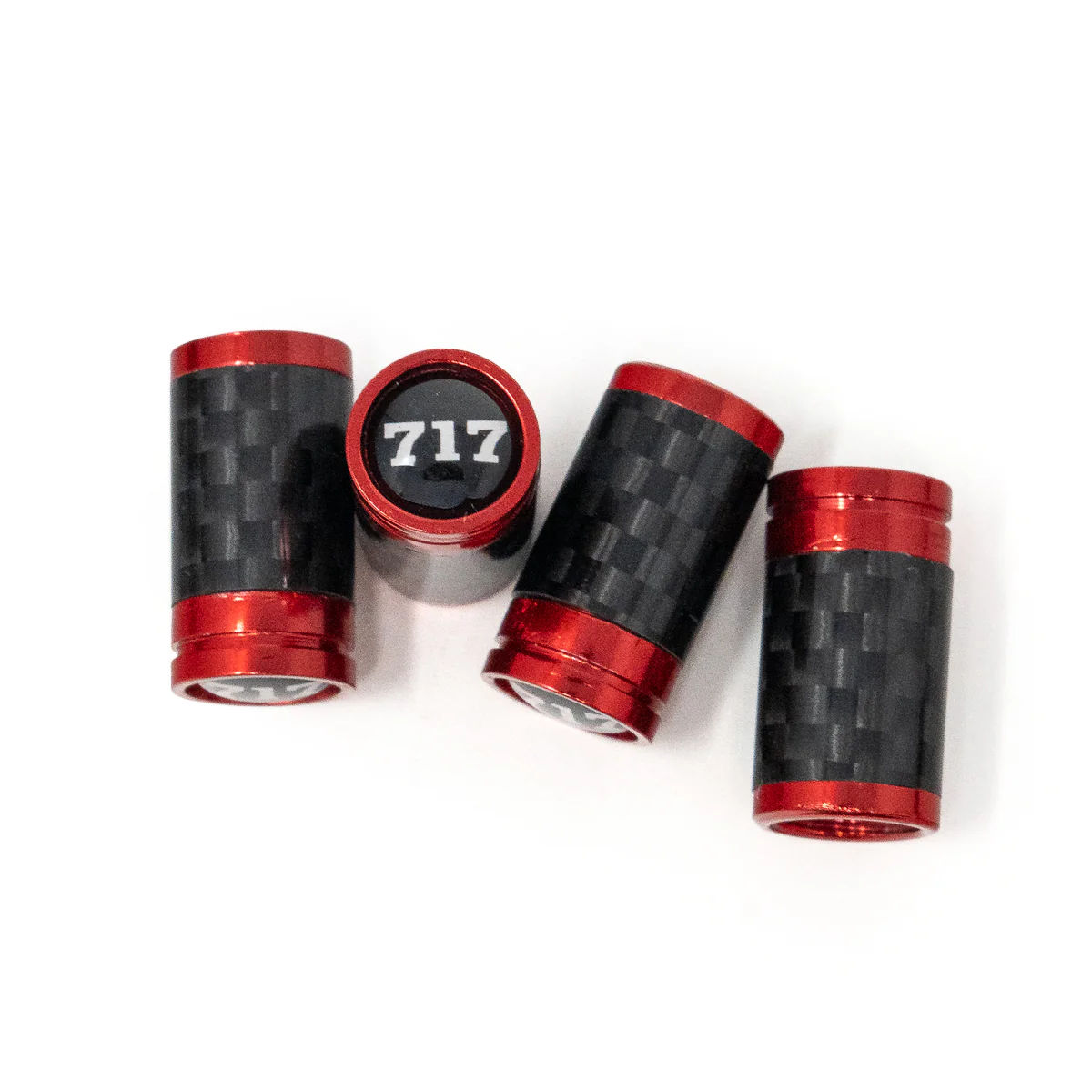 Red with Carbon 717 Valve Stem Caps - Image 3