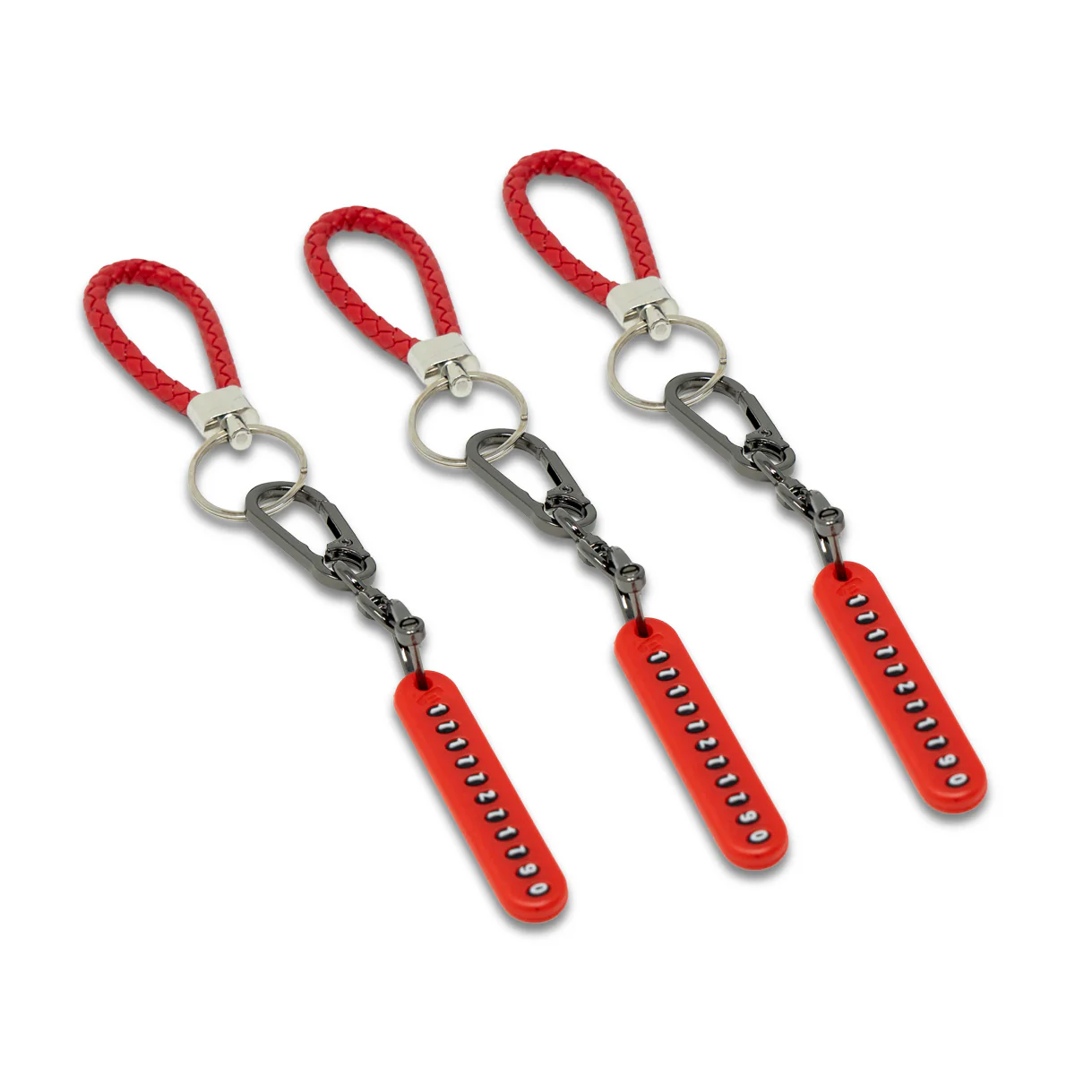 Customizable Red Braided Keychain Set – 3 Pack