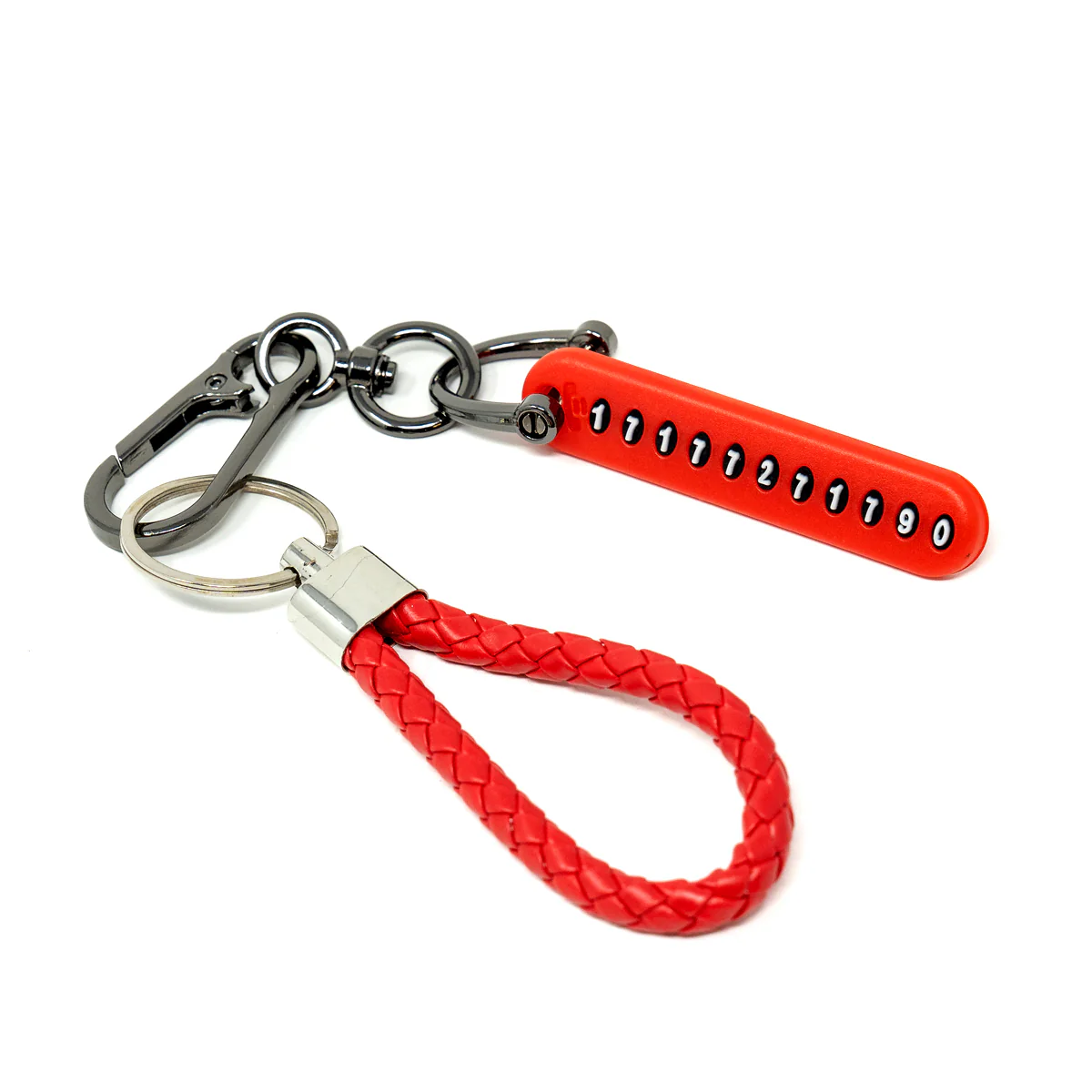 Customizable Red Braided Keychain Set – 3 Pack - Image 4